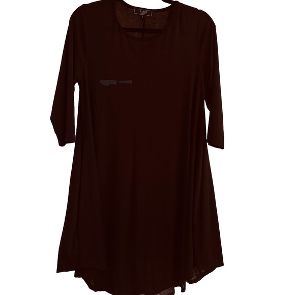 L&B Dresses & Skirts - L&B Lucky Blessed tent swing dress SMALL Black Knit Pocket Dress stretch 3/4